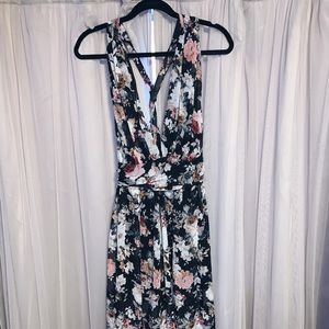 Plunging neck maxi dress